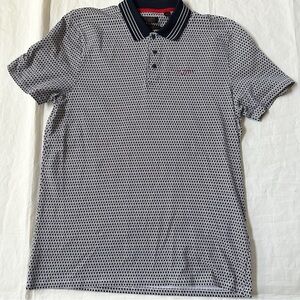 Ted Baker Sandpit Golf Polo Shirt navy white pattern large equiv 4